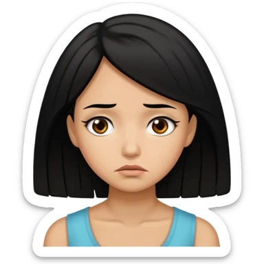 Mujer cabello negro trigueña triste  sticker