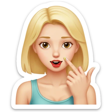 girl biting index finger nail sticker