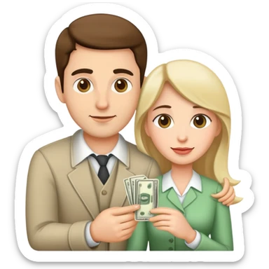 Husband giving wife money sticker