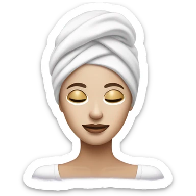Lady with face mask spa beauty full face relaxing sticker