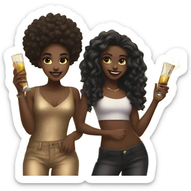 lightskin girl and darkskin girl partying together  sticker
