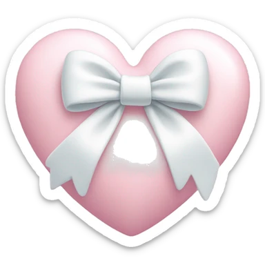 Pastel pink heart with white bow sticker