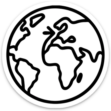minimal line art world map with a bold arrow from Africa to the UK sticker