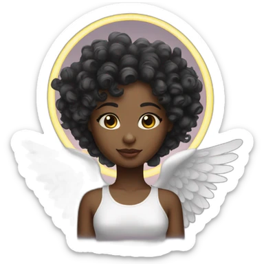 curly headed black girl with halo above her head and angel wings sticker