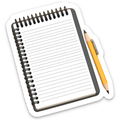 notebook with a pencil and English letters sticker