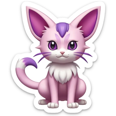 Meowth-Espeon-Skitty-Pokémon-Fakémon-hybrid-creature (full body) sticker