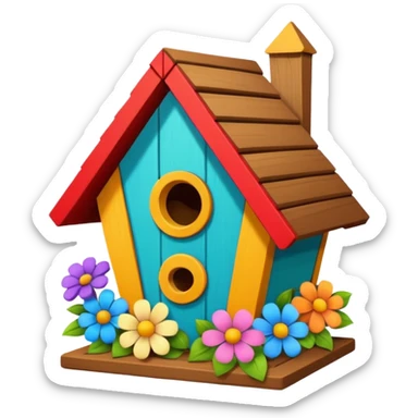Birdhouse with flowers sticker