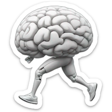 running brain ai, with legs, logo, human body, logo, epured sticker