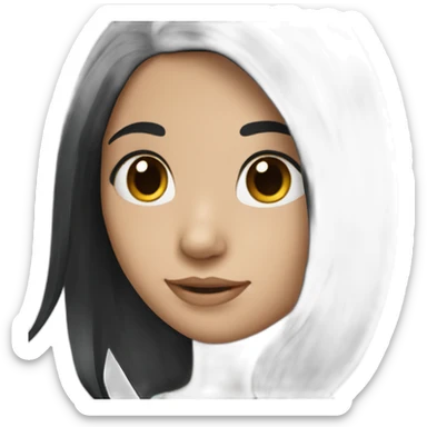 White skin Girl with long black hair and dimples sticker