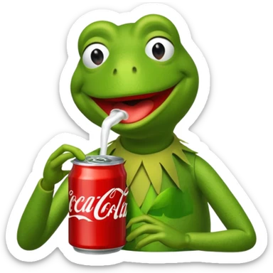 Kermit the frog drinking coca cola sticker