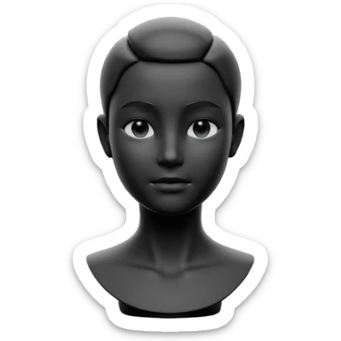 minimalist 3d avatar, stylized human bust, no hairstyle, distinctive facial features, smooth matte plastic texture, soft cinematic lighting, subtle rim light, clay render style, modern digital illustration, octane render. black, completely monochrome, matte sticker