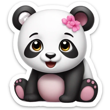 Panda cute and pink  sticker