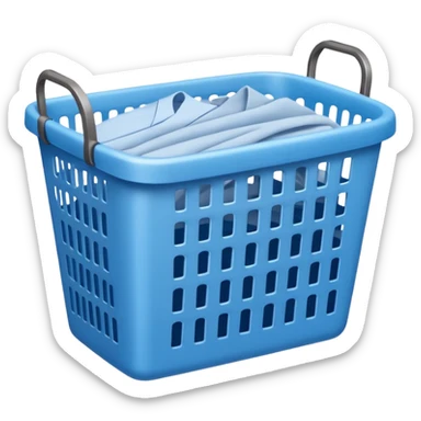LAUNDRY BASKET WITH FOLDED blue CLOTHES sticker