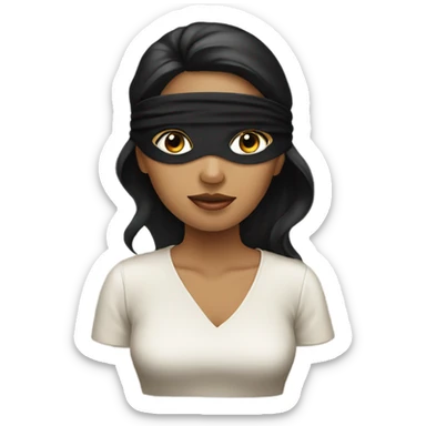 blindfold woman, black hair sticker