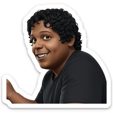 smiling boy in black shirt sticker