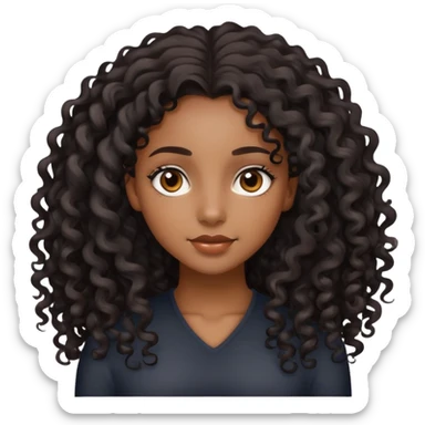 pretty black girl with long curly hair sticker