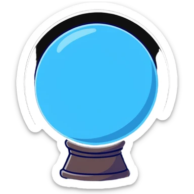 A glowing blue scrying orb with mystical fog inside sticker