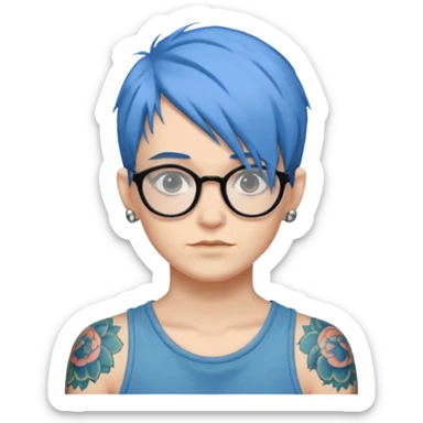 Tattooed & Blue Haired with glasse sticker