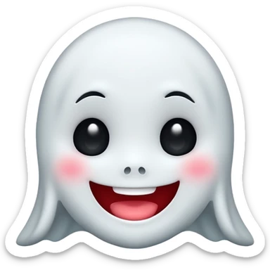 little cute ghost is smiling with blushed face, only face sticker