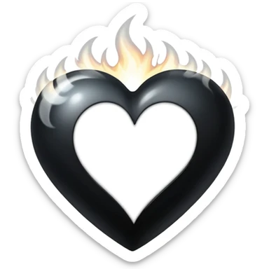 Black heart with white flames sticker