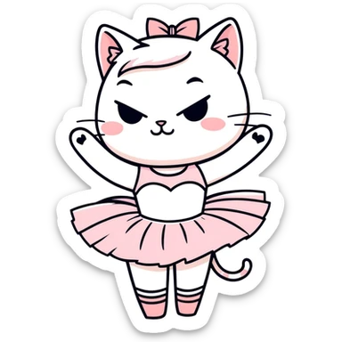 Ballerina cat with a pink tutu saying shit sticker