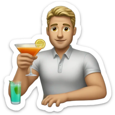 white male drinks cocktail sticker