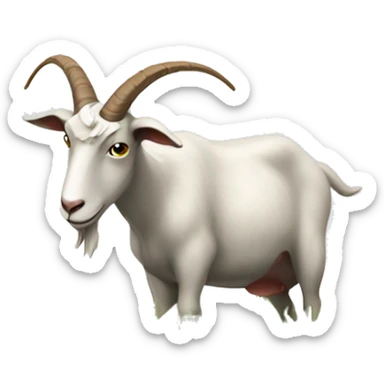 the goat is chewing grass bent over sticker