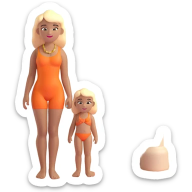 blonde woman with straight hair and light brown skin, with the three iconic Atalaia Beach arches in the background (Aracaju-SE, Brazil), middle arch taller with round tops, made of tiles sticker