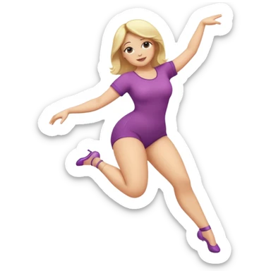 fullbody curvy blonde woman cartoon emoji style back view dancing or jumping SFW no nudity sticker