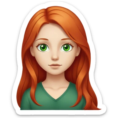 Girl with long red hair middle part, thin blonde streak in front and green eyes  sticker