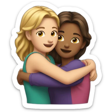 Two girl hugging each other sticker