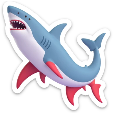 shark with red and white Jordans on fins and back fin sticker