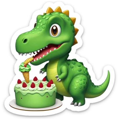 Dino eating cake sticker