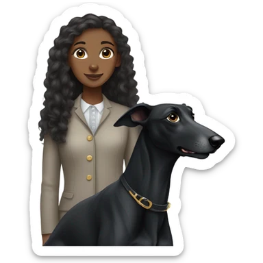 Black greyhound with dark curly hair girl sticker