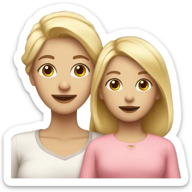 Mom and daughter with blonde hair smiling sticker