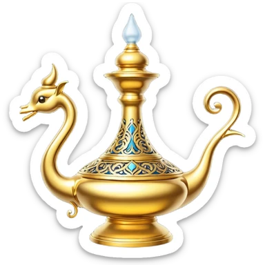 A golden color classic ginie lamp emoji sticker
