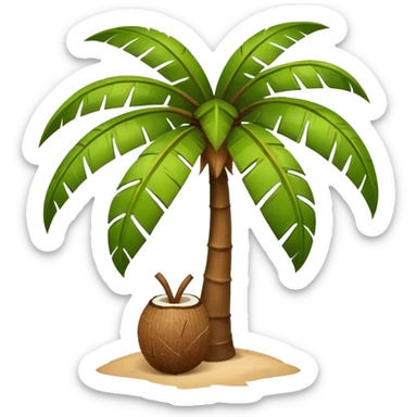 coconut tree with coconuts below sticker