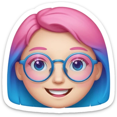 smiling face with round glasses with gradient pink to blue lenses sticker