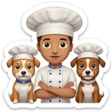 Chef with three dogs sticker