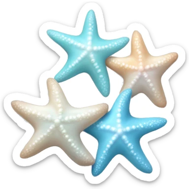2 starfish shells one pastel blue and one a pearly white  sticker