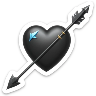 Corazón negro con una flecha sticker