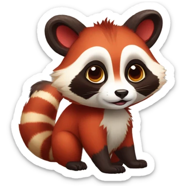 Cute red raccoon-panda-lemur-hybrid full body sticker
