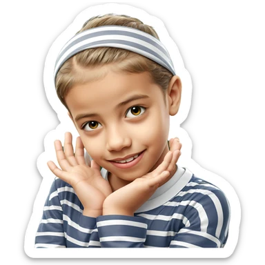 smiling boy in striped shirt sticker