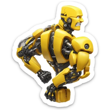 Flexing yellow mechanical cyborg bicep with shocks attached to arm sticker