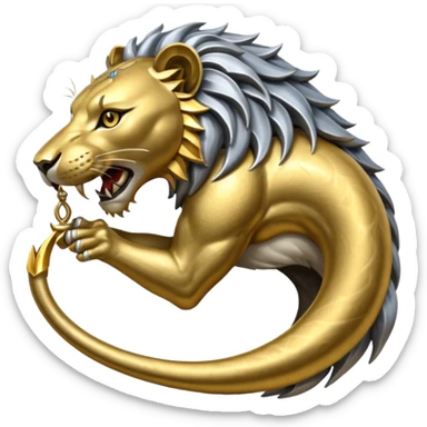 Silver Elder Scrolls Online Lion eating its tail Ouroboro sticker
