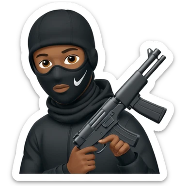Nike ski mask black man with gun sticker