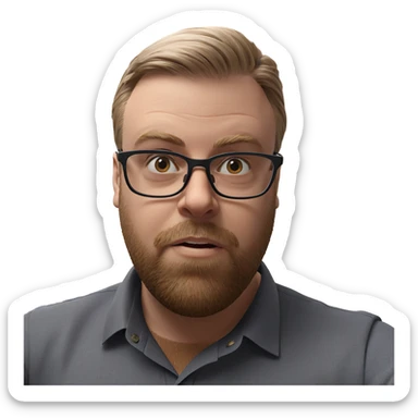 bearded boy in glasses indoors sticker