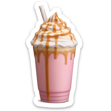 Soft pink Frappuccino caramel drizzle  with caramel creamer    sticker