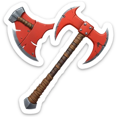 savage barbarian axe object icon, spiked double blade, battle-worn metal, scratches, heavy fantasy weapon, 3D cartoon, mobile game icon style, centered, clean background, no text, no watermark sticker