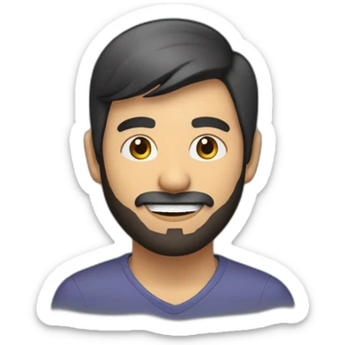 brown asian software engineer with beard and EarPods in ears sticker